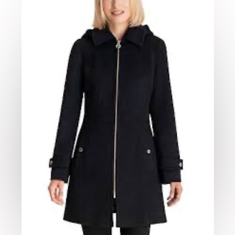 Michael Kors Black Zip-Up Jacket With Removable Hood